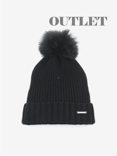 RIBBSTICKAD MÖSSA MED PÄLSTOFS, SVART