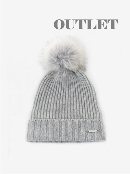 RIBBSTICKAD MÖSSA MED PÄLSTOFS, LJUSGRÅ