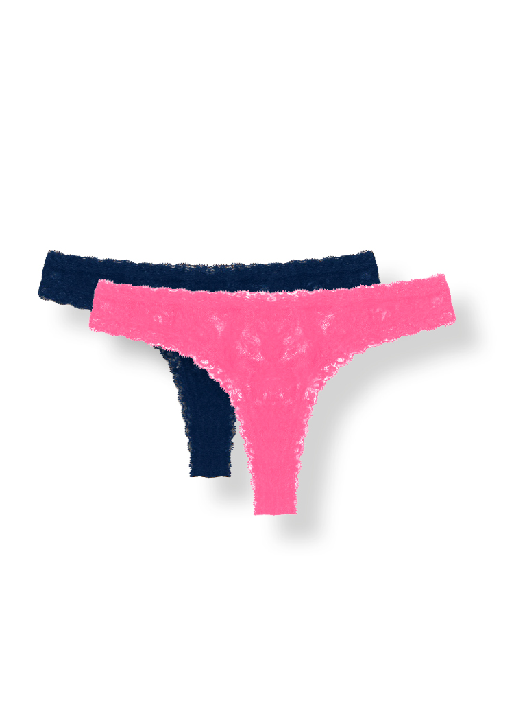 2-PACK STRINGTROSA SPETS, BLÅ/ROSA