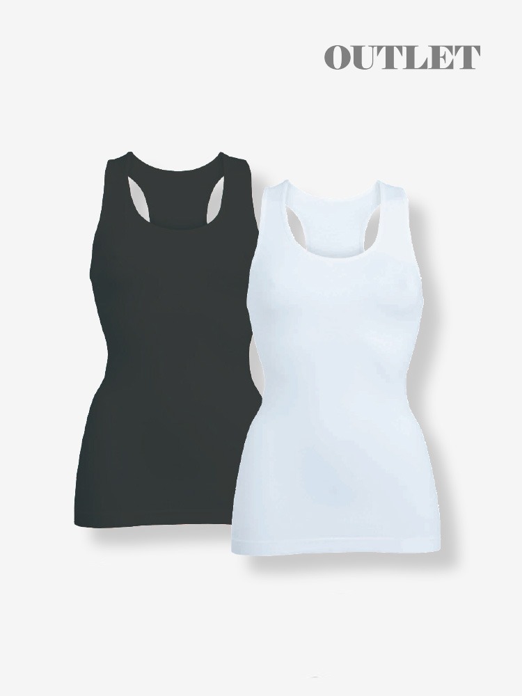 2-PACK SÖMLÖST LINNE, SVART & VIT