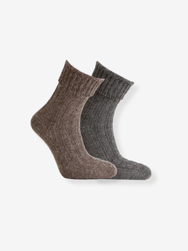 2-PACK ALPACKA STRUMPOR, BRUN/ANTRACIT