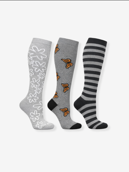 3-PAR STÖDSTRUMPOR, SVART & GRÅ